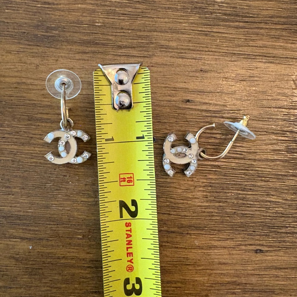 Chanel Gold Silver Interlocking Cc Earrings Boucl… - image 7